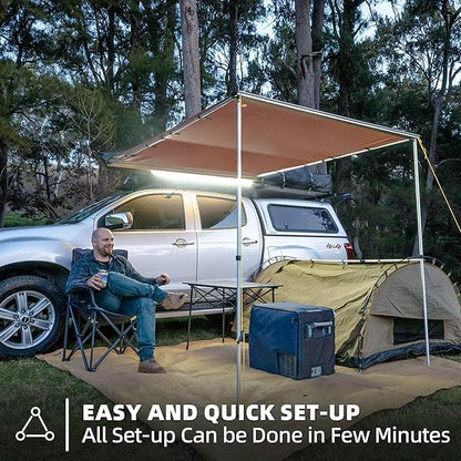 Alayjah Car Pull-Out Roof Rack Shade 2x3M, Waterproof, Easy Open/Close, 3Y Warranty,With Tools and Bracketsمظلة سقف سيارة قابلة للسحب 2×3 متر، مقاومة للماء، سهلة الفتح والإغلاق، ضمان 3 سنوات، مع الأدوات والحوامل