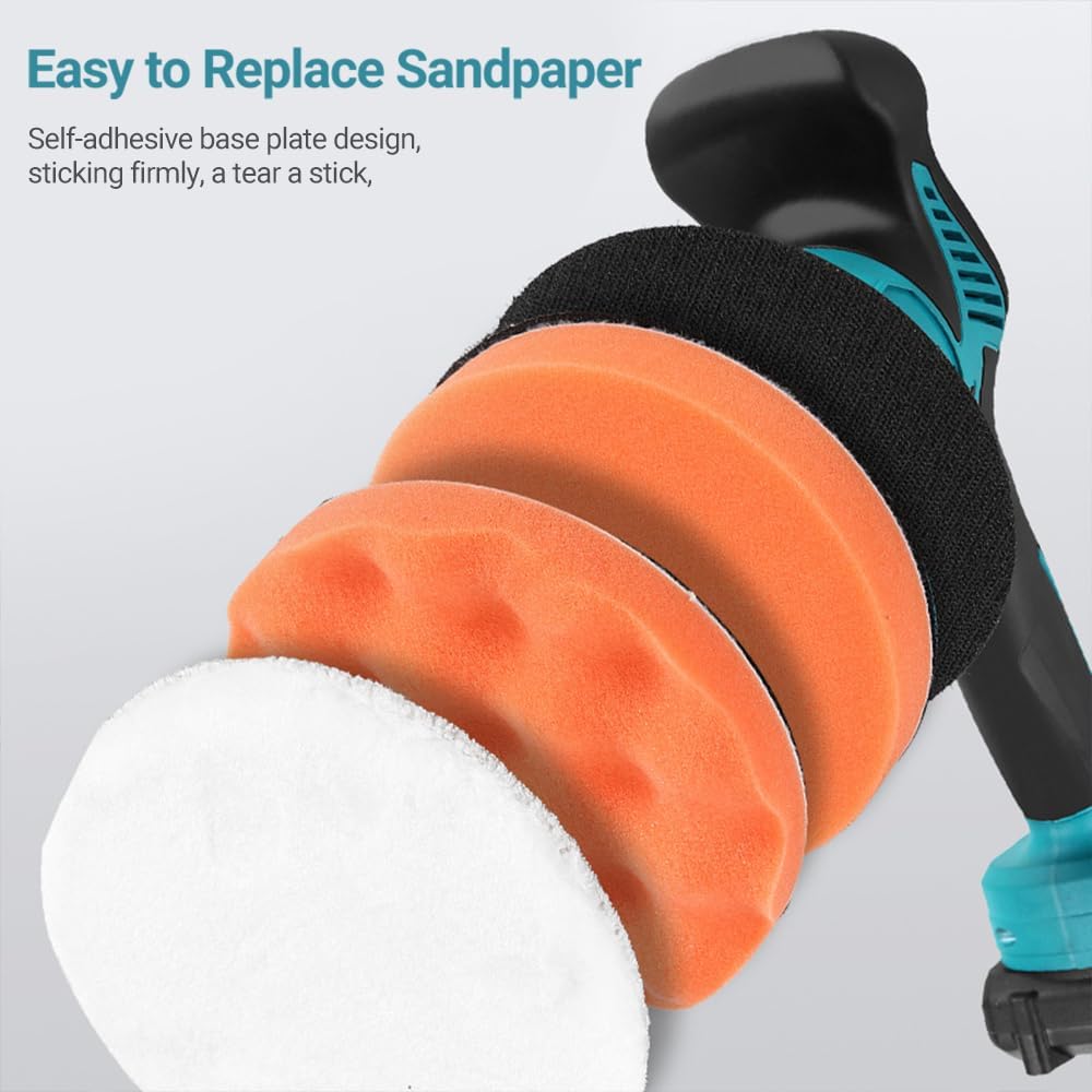 Alayjah Cordless Car Polisher & Buffer Kit ,Dual 12V 1500mAh, Variable Speed, Portable طقم ملمّع ومُلمِّع سيارات لاسلكي، بطاريتان 12 فولت 1500 مللي أمبير، سرعة متغيرة، محمول