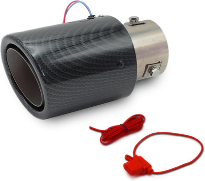 carbon fiber exhust tip wih red LED one year warranty 11400010 وصلة اكزوز كاربون فايبر حقيقي مع اضاءة حمراء ضمان سنة