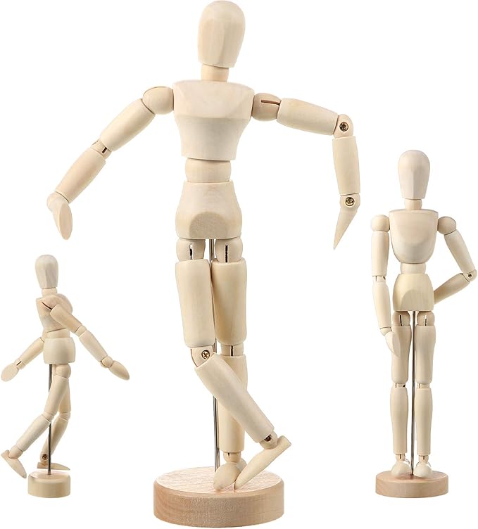 8'' Adjustable Wooden Artist Manikin, 1 Piece, Male/Female Model for Sketching, Painting & Art Displayمانيكان خشبي فني قابل للتعديل بحجم 8 بوصة، قطعة واحدة، نموذج ذكر/أنثى للرسم والتلوين وعرض الأعمال الفنية