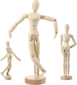 8'' Adjustable Wooden Artist Manikin, 1 Piece, Male/Female Model for Sketching, Painting & Art Displayمانيكان خشبي فني قابل للتعديل بحجم 8 بوصة، قطعة واحدة، نموذج ذكر/أنثى للرسم والتلوين وعرض الأعمال الفنية
