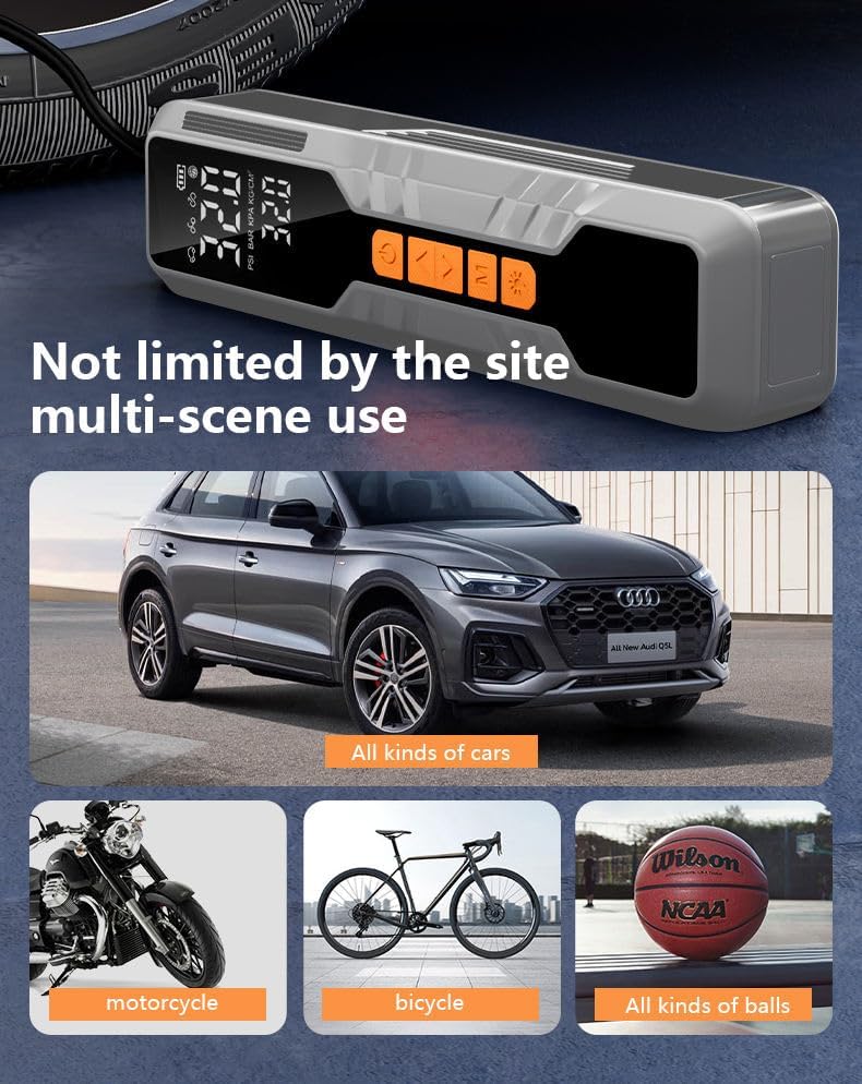 Alayjah, Premium Portable Low Noise Compact Compressor,  Air flow 20L/Min, Single cylinder, 150PSI 10.8BAR, Food Flash Flicker Red and White Lights, , 1 Year Warranty 11100120