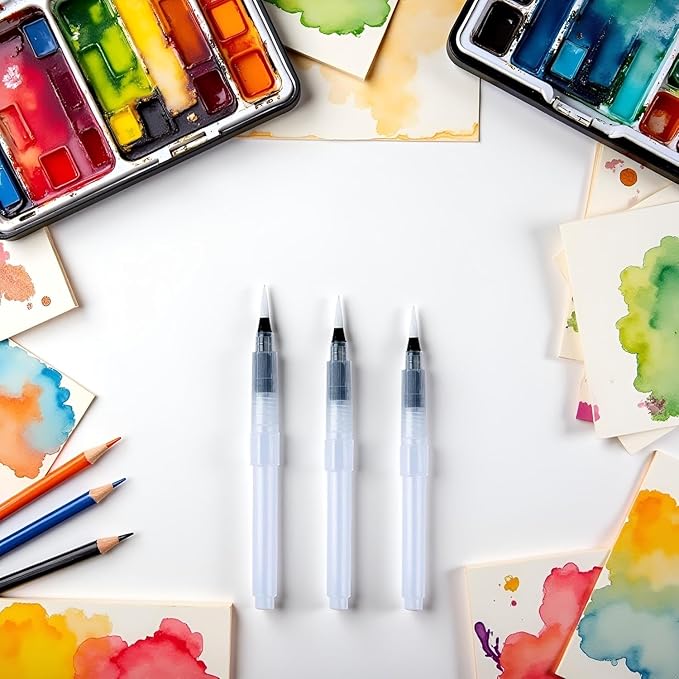 Alayjah, Professional Water Brush Pen , Set of 3 Pieces L M S, 20100040 قلم فرشاة ماء، قطعة واحدة، أداة تلوين قابلة لإعادة التعبئة للألوان المائية والغواش، (Special Prices for Sellers اسعار خاصة للتجار )