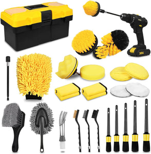 20PCS Car Detailing Brush Kit with Drill Attachments مثقاب – لتنظيف الداخل، الخارج، الإطارات والعجلات ((special prices for seller اسعار خاصة للتجار))