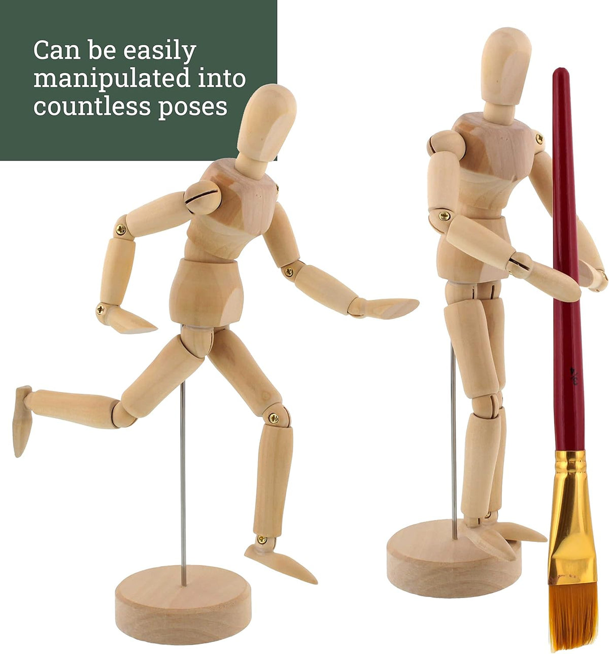 8'' Adjustable Wooden Artist Manikin, 1 Piece, Male/Female Model for Sketching, Painting & Art Displayمانيكان خشبي فني قابل للتعديل بحجم 8 بوصة، قطعة واحدة، نموذج ذكر/أنثى للرسم والتلوين وعرض الأعمال الفنية
