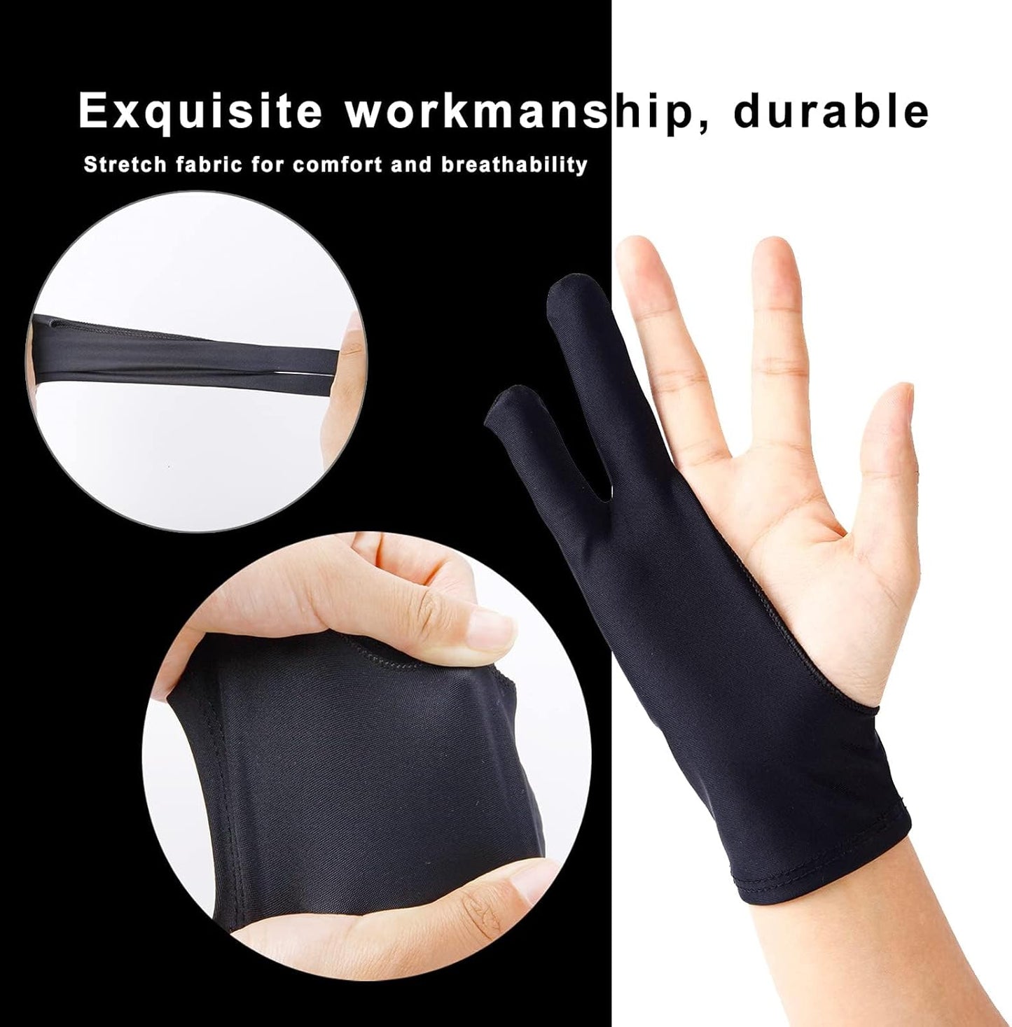 Alayjah, Two-Finger Non-Slip Art Glove, 1 Piece, Smudge-Free Drawing Support for Artists & Digital Painting  قفاز فني غير قابل للانزلاق بإصبعين  قطعة واحدة، يمنع التلطخ ويدعم الرسم للفنانين والرسم الرقمي