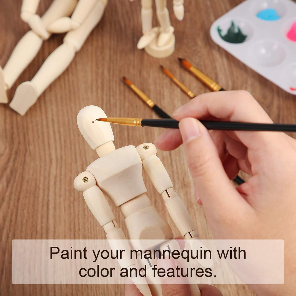 8'' Adjustable Wooden Artist Manikin, 1 Piece, Male/Female Model for Sketching, Painting & Art Displayمانيكان خشبي فني قابل للتعديل بحجم 8 بوصة، قطعة واحدة، نموذج ذكر/أنثى للرسم والتلوين وعرض الأعمال الفنية