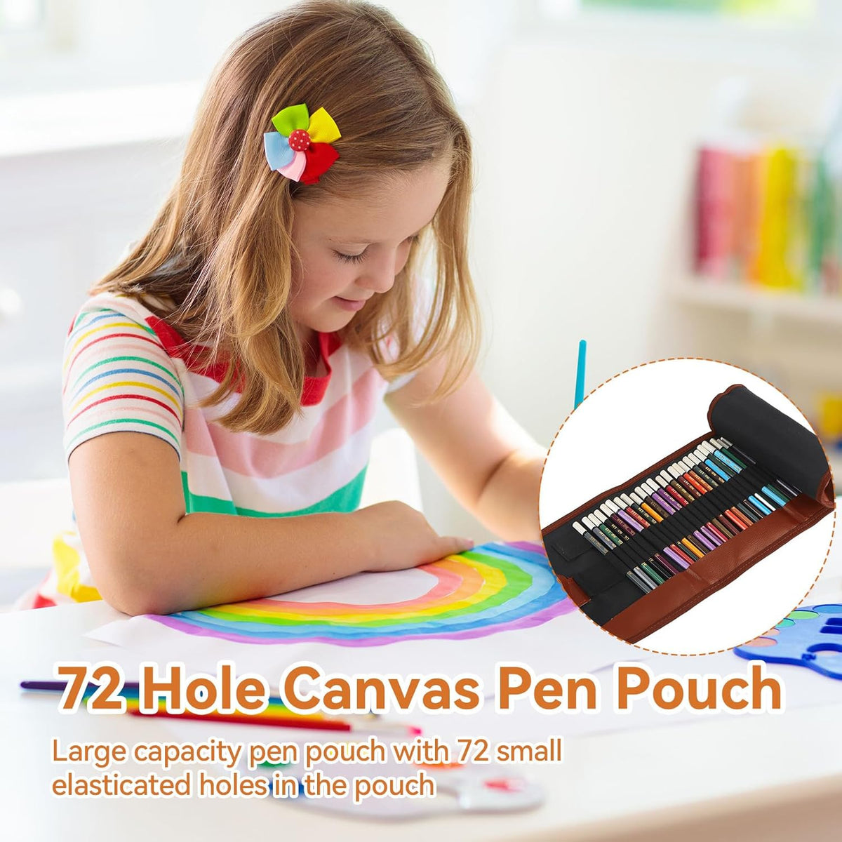 Professional Wooden Art 72 Watercolor Colored Pencils Setالوان خشبية مائية احترافية 72 قلم في محفظة جلدية مع الأدوات