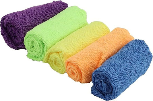 Microfiber towels pack of 5 30x30cm فوط  مايكروفايبر تنظيف السيارة الملونة