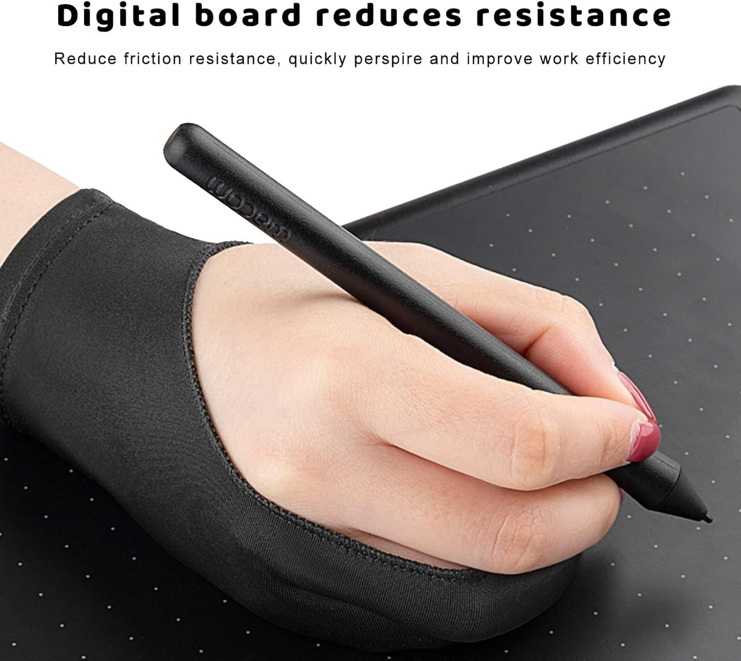 Alayjah, Two-Finger Non-Slip Art Glove, 1 Piece, Smudge-Free Drawing Support for Artists & Digital Painting  قفاز فني غير قابل للانزلاق بإصبعين  قطعة واحدة، يمنع التلطخ ويدعم الرسم للفنانين والرسم الرقمي