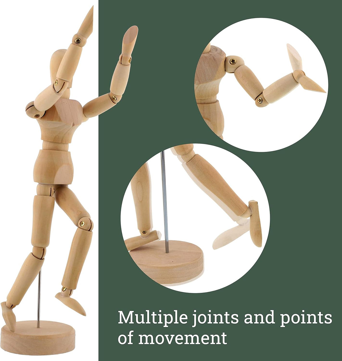 8'' Adjustable Wooden Artist Manikin, 1 Piece, Male/Female Model for Sketching, Painting & Art Displayمانيكان خشبي فني قابل للتعديل بحجم 8 بوصة، قطعة واحدة، نموذج ذكر/أنثى للرسم والتلوين وعرض الأعمال الفنية