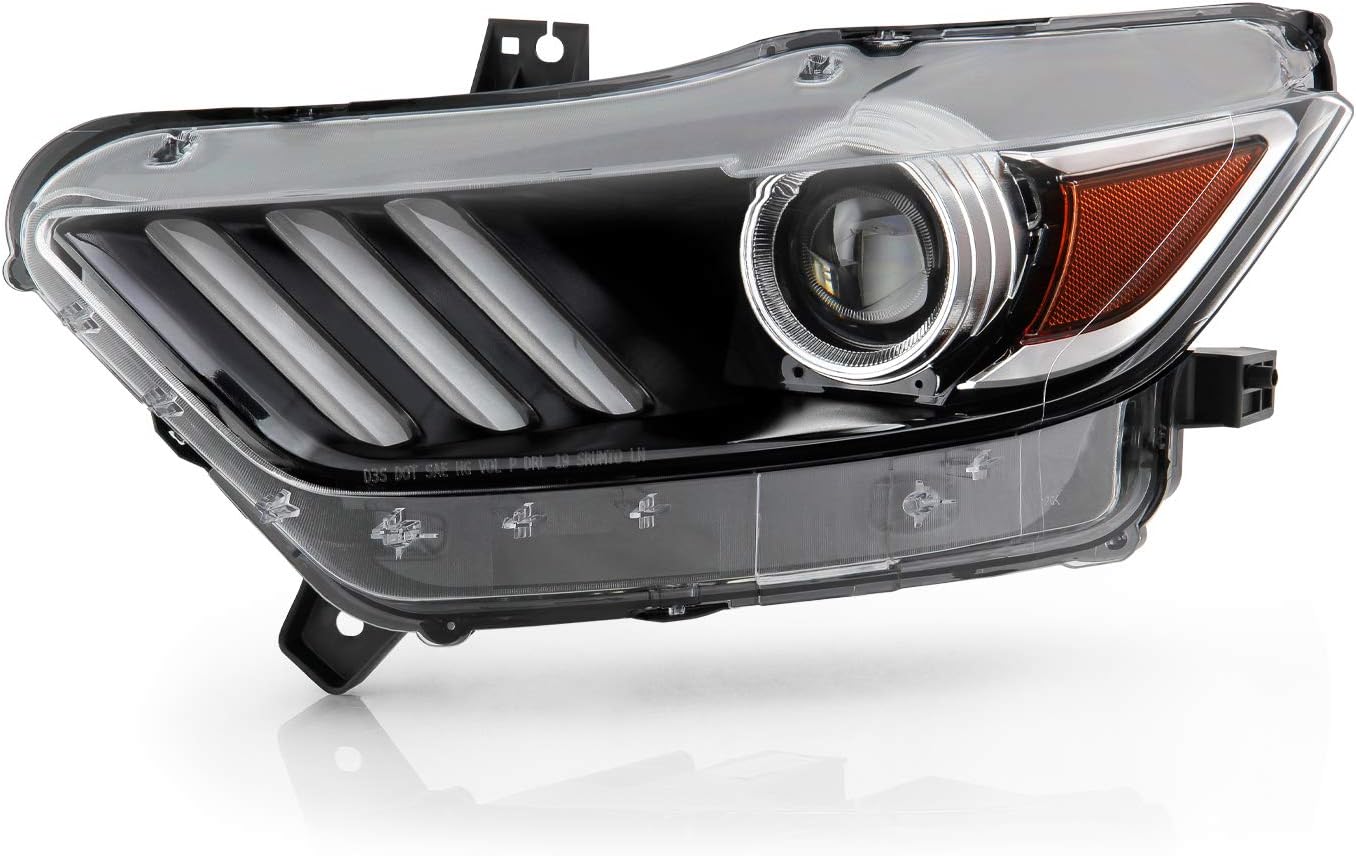 2015 2016 2017 Ford Mustang [HID/Xenon] DRL LED Tube Projector Black Headlight ليتات امامية موستنج