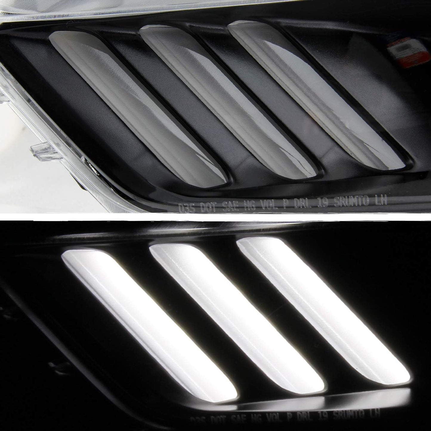 2015 2016 2017 Ford Mustang [HID/Xenon] DRL LED Tube Projector Black Headlight ليتات امامية موستنج