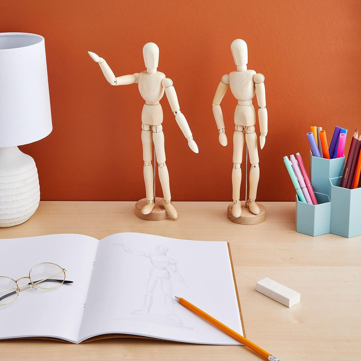 8'' Adjustable Wooden Artist Manikin, 1 Piece, Male/Female Model for Sketching, Painting & Art Displayمانيكان خشبي فني قابل للتعديل بحجم 8 بوصة، قطعة واحدة، نموذج ذكر/أنثى للرسم والتلوين وعرض الأعمال الفنية