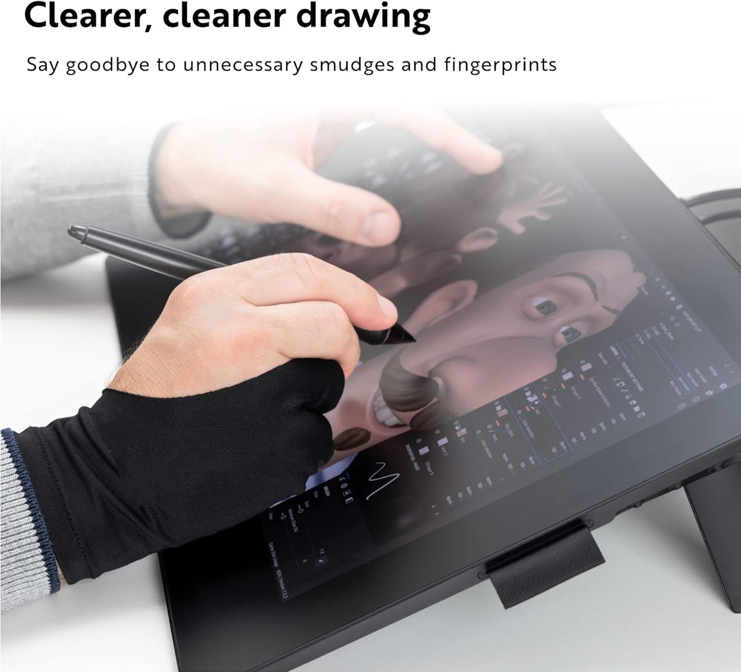 Alayjah, Two-Finger Non-Slip Art Glove, 1 Piece, Smudge-Free Drawing Support for Artists & Digital Painting  قفاز فني غير قابل للانزلاق بإصبعين  قطعة واحدة، يمنع التلطخ ويدعم الرسم للفنانين والرسم الرقمي