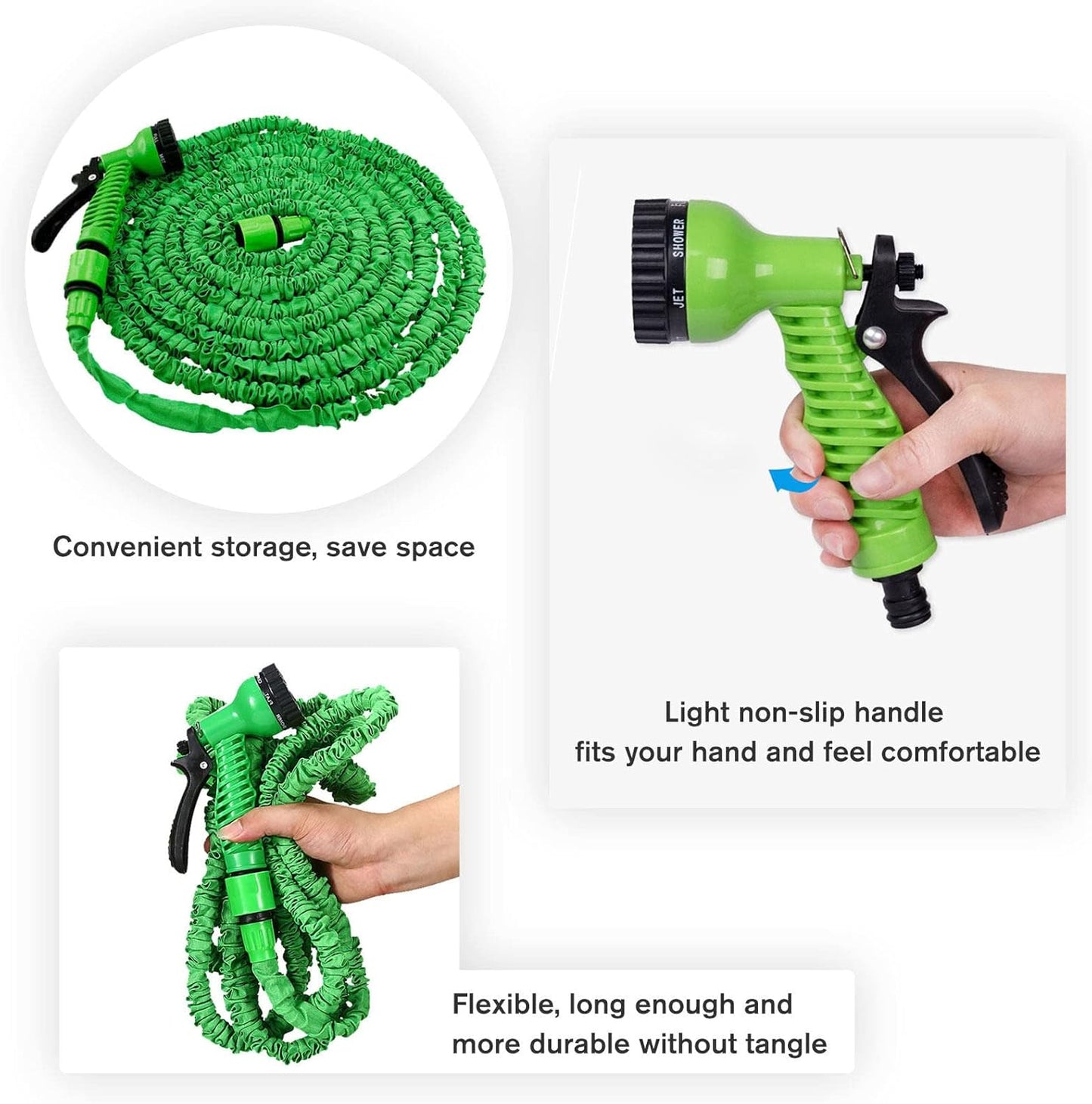 Expandable Cleaning Water Hose Flexible Lawn Hose with Connector for Car Washing خرطوم مياه قابل للتوسيع خرطوم مرن للحديقة مع موصل لغسل السيارات.