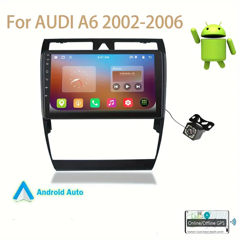 2+64GB Android 12 Radio 9”  HD Compatible with AUDI A6 2002-2006  شاشة ترفية اندرويد 12 اودي