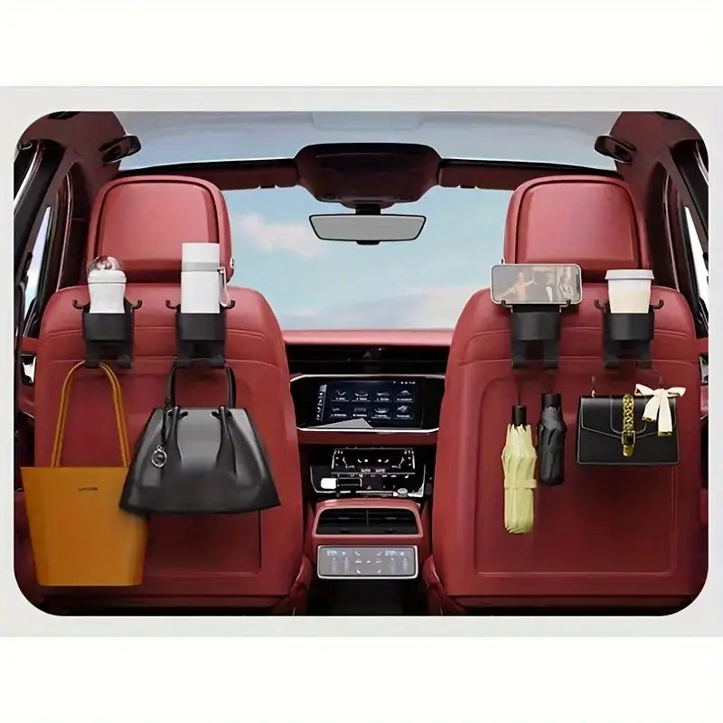 2x Multi-Function Car Organizer with Hook, Cup Holder منظم أغراض السيارة خطافات وحامل اكواب ذكي عدد اثنين