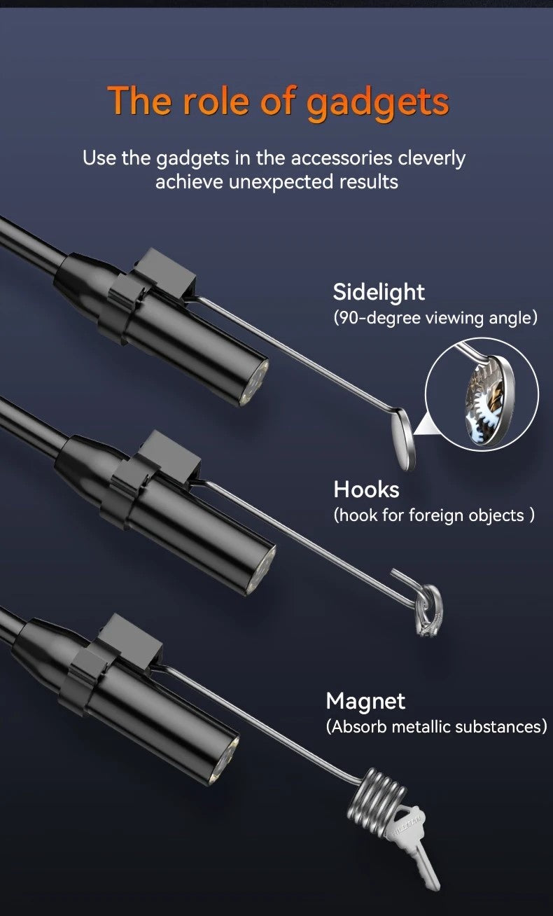 Alayjah 2.0MP HD Waterproof Endoscope with Light, 8 LED, 16.4ft Cable, Flexible Snake Camera ألايجاه منظار 2.0MP HD مقاوم للماء مع إضاءة، 8 أضواء LED  10100120 وكابل 16.4 قدم، كاميرا ثعبان مرنة