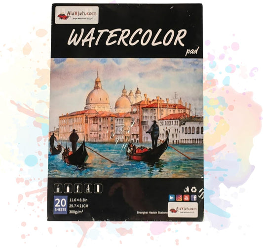 Alayjah, A4 Watercolor Pad, 1 Piece, Portable and Lightweight Painting Book for Kids, Beginners’ Color Sketching & Creative Artwork (Special Prices for Sellers اسعار خاصة للتجار )