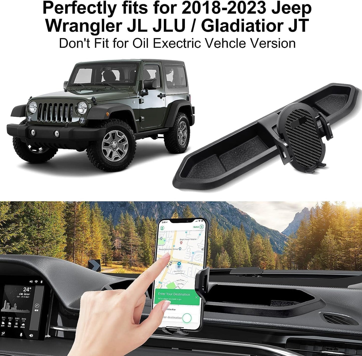 Phone Mount compatible with 2018-2023 Jeep Wrangler Gladiator حامل هاتف جيب رانجلر جلاديتور