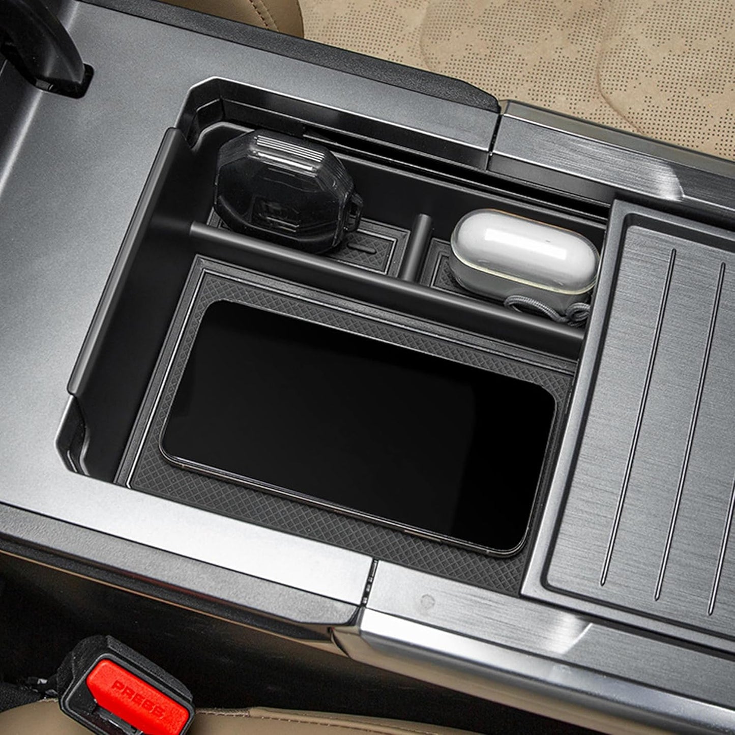 Alayjah, Center Console Organizer for Jetour Traveler T2, 1 Pc, Armrest Storage Box, Extra Space in Front of Armrest منظم الكونسول الوسطي لجيتور ترافلر T2، صندوق تخزين لمسند الذراع، تصميم أسود متين (Special Prices for Sellers  اسعار خاصة للتجار )