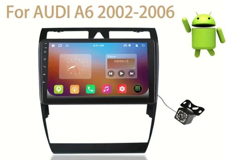 2+64GB Android 12 Radio 9”  HD Compatible with AUDI A6 2002-2006  شاشة ترفية اندرويد 12 اودي