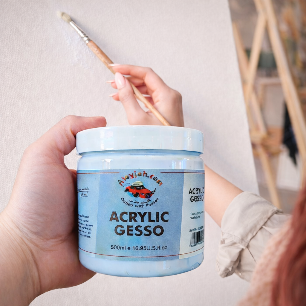 Professional Acrylic White Gesso Base 500ML, Helps You Create Artwork Worthy of Admiration, 20100192 أساس جيسو اكريلك ابيض 500مل احترافي يمنح ألوانك قوة ووضوحًا ويجعل لوحتك محل إعجاب وتقدير