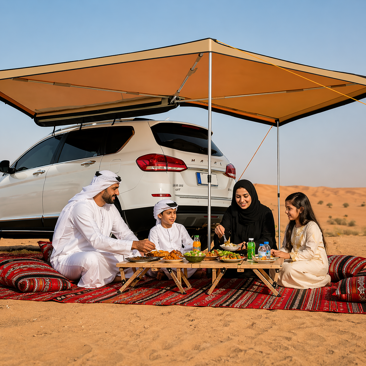 Alayjah 270° Car Rooftop Tent Awning, 600D Waterproof, Free-Standing, 1 Pc مظلة خيمة سقف سيارة بزاوية 270°، مقاومة للماء 600D، قائمة بذاتها، قطعة واحدة