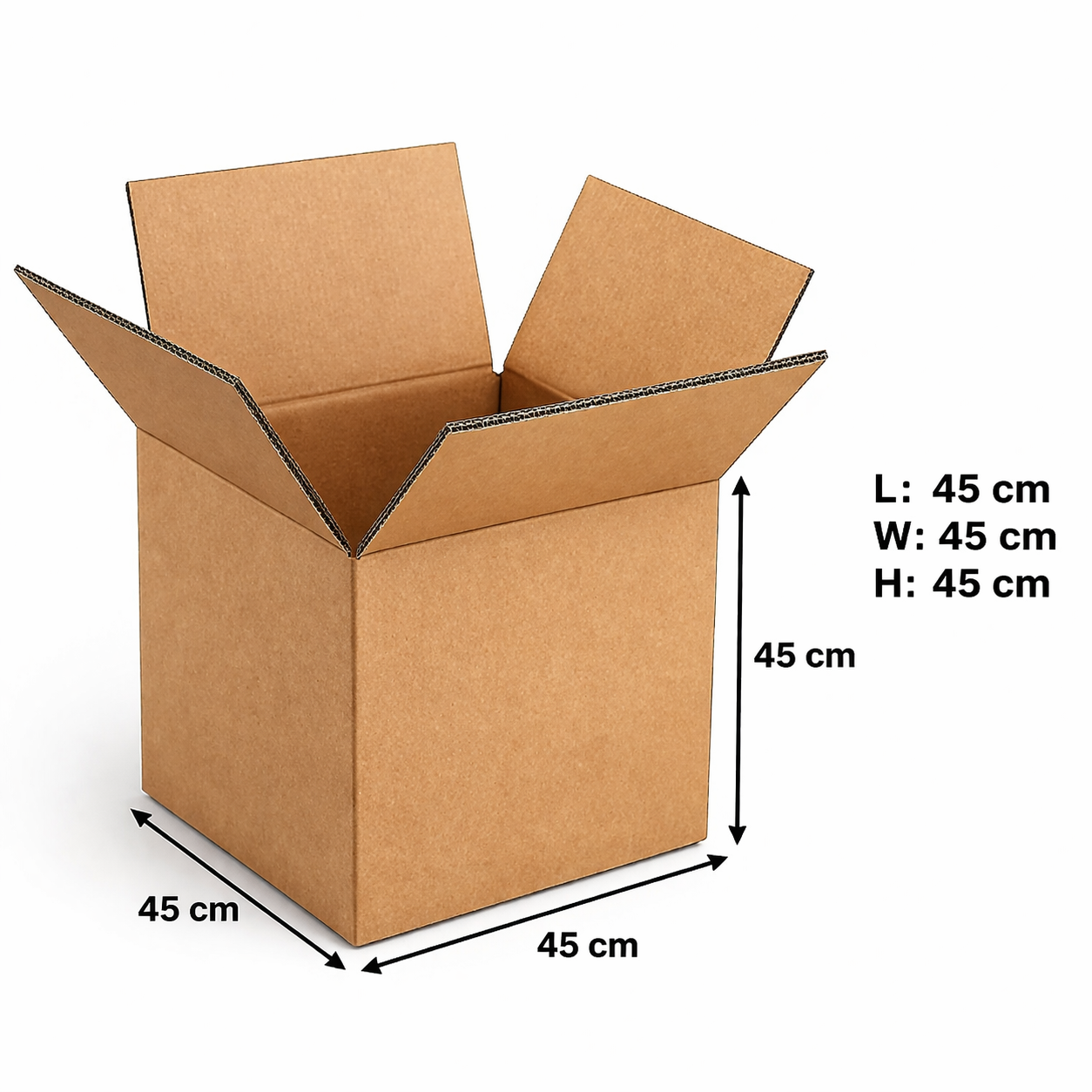 Alayjah Pack of 5 Medium Moving Boxes 45x45x45cm Double Wall Heavy Duty 30kg Capacityطقم 5 صناديق نقل متوسطة 45×45×45 سم مزدوجة الجدار شديدة التحمل 30 كجم