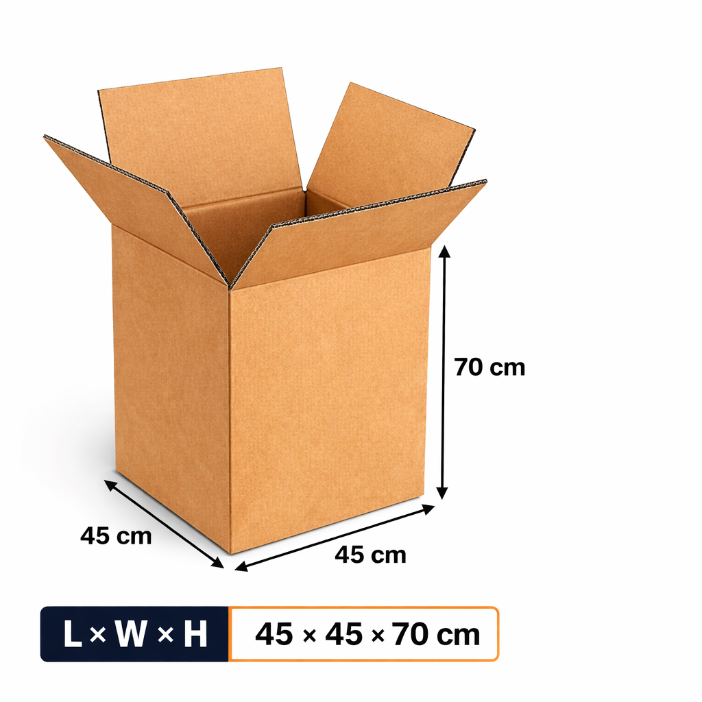 Alayjah Pack of 5 Large Moving Boxes 45x45x70cm Double Wall Heavy Duty 30kg Capacityطقم 5 صناديق نقل كبيرة 45×45×70 سم مزدوجة الجدار شديدة التحمل سعة 30 كجم