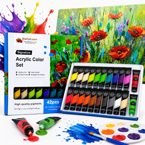 Alayjah, 36-Color Acrylic Paint (35ml Each) with 6 Paint Brushes , Complete Painting & Drawing Tools for Creative Artists 20100180 6 (Special Prices for Sellers اسعار خاصة للتجار )