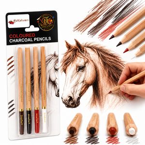 Alayjah, Customized 3-Color Professional Charcoal Pencils,  3 Pcs,Pencil Set for Sketching, Drawing & Coloring ألَيْجا، أقلام فحم احترافية بثلاثة ألوان مخصصة،  3 قطع