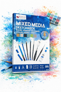 Alayjah A4 Mixed Media Paper Pad – 6 Colors, 5 Textured Surfaces for Pencil, Pastel & Paint كراسة ورق A4 للفنون متعددة الوسائط – 6 ألوان، 5 أسطح مختلفة للرسم بالقلم، الباستيل والدهانات