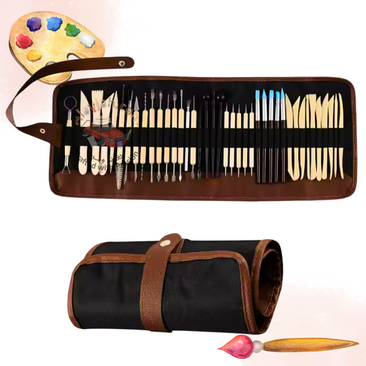 Alayjah, 40-Piece Double-Ended Carving Tool , Wooden Handles & Stainless Steel Tips for Pottery, Painting & Modeling  40 20100050 (Special Prices for Sellers اسعار خاصة للتجار )