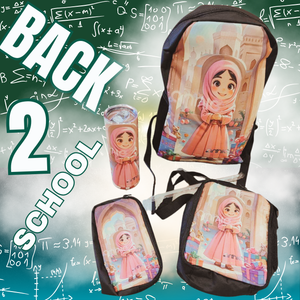 Customized School Bag with Customized Cartoon of Your Character 16-Inch Customizable Backpack with Front Pocket - Lightweight, Adjustable Straps, Tablet Compartment شنطة مدرسة كبيرة مع كاريكاتير لشخصيتك يرسمة فناننا مناسبة المدرسة