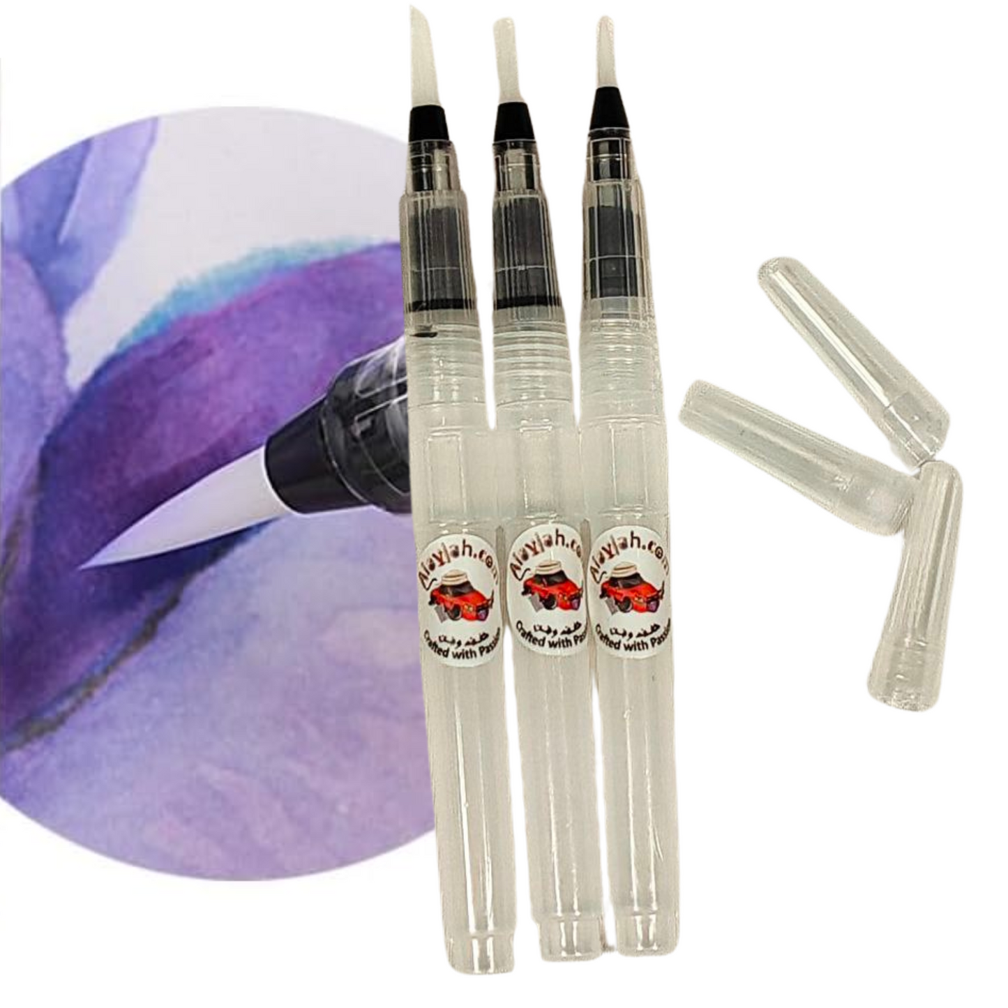 Alayjah, Professional Water Brush Pen , Set of 3 Pieces L M S, 20100040 قلم فرشاة ماء، قطعة واحدة، أداة تلوين قابلة لإعادة التعبئة للألوان المائية والغواش، (Special Prices for Sellers اسعار خاصة للتجار )
