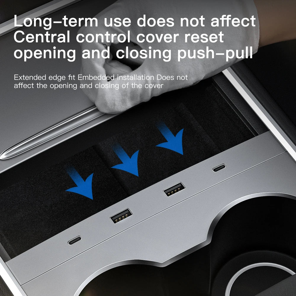 Tesla Model 3 Model Y 2022 2023 27W Quick Charger USB HUB شاحن للهاتف لتسلا موديل Y