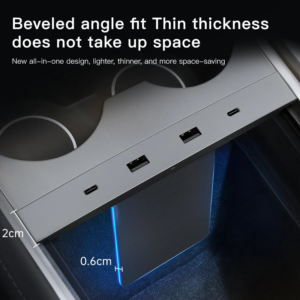 Tesla Model 3 Model Y 2022 2023 27W Quick Charger USB HUB شاحن للهاتف لتسلا موديل Y