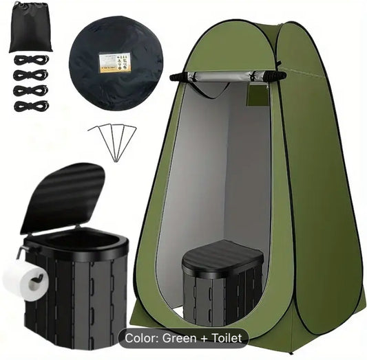 2pcs Tent And Toilet Combo Set, Portable And Foldable Outdoor Toilet with Camping Tent, Car Toilet, Easy to Store خيمة طارق