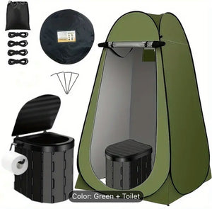 2pcs Tent And Toilet Combo Set, Portable And Foldable Outdoor Toilet with Camping Tent, Car Toilet, Easy to Store خيمة طارق