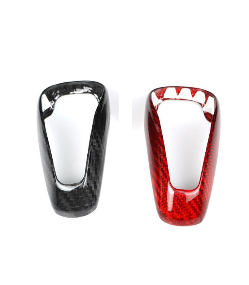 Compatible with Subaru Gear Knob Silver Frame Real carbon Fiber غطاء جير سوبارو كاربون فايبر