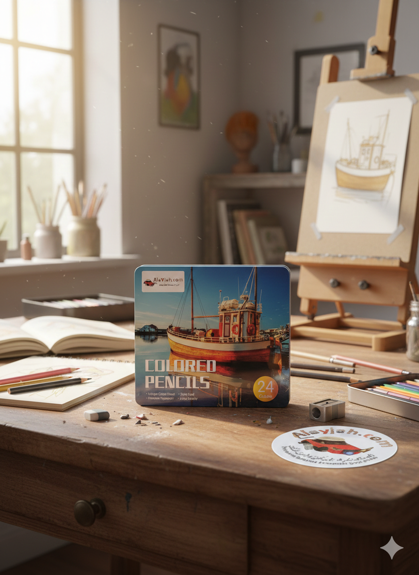 Professional 24-Color Wooden Pencil Set in Tin Box,Premium Artist Colored Pencils 20100380 أقلام تلوين خشبية 24 لون في علبة معدنية – أقلام تلوين فنية مميزة (Special Prices for Sellers اسعار خاصة للتجار )