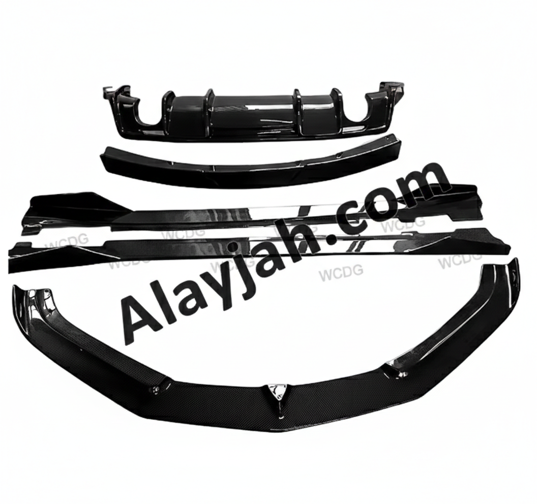 Carbon Fiber Full Body Kit – Front Lip, Rear Diffuser, Side Skirts & Rear Spoiler for Chevrolet Camaro Gen 6 (2016+) طقم هيكل كامل من ألياف الكربون – شفرة أمامية، ناشر خلفي، عتبات جانبية وجناح خلفي لسيارة شيفروليه كمارو الجيل السادس (2016+)