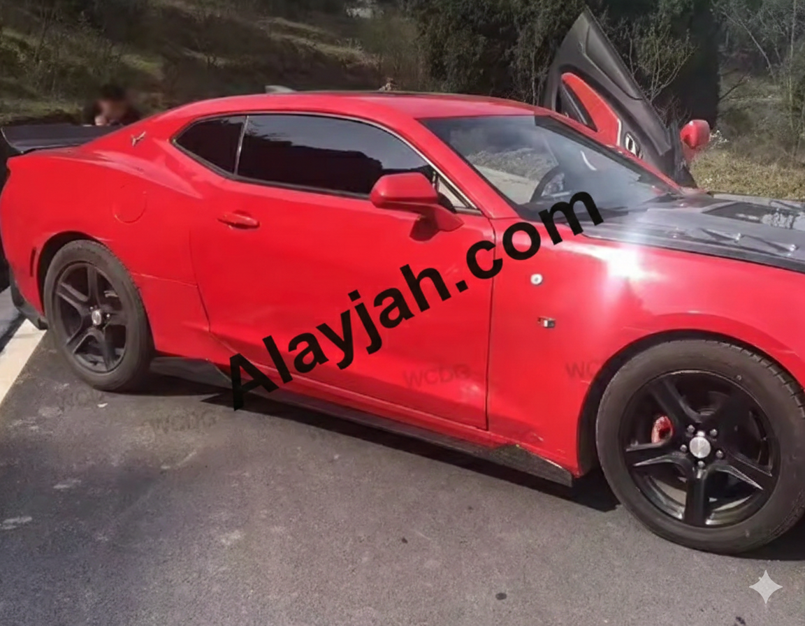 Carbon Fiber Full Body Kit – Front Lip, Rear Diffuser, Side Skirts & Rear Spoiler for Chevrolet Camaro Gen 6 (2016+) طقم هيكل كامل من ألياف الكربون – شفرة أمامية، ناشر خلفي، عتبات جانبية وجناح خلفي لسيارة شيفروليه كمارو الجيل السادس (2016+)