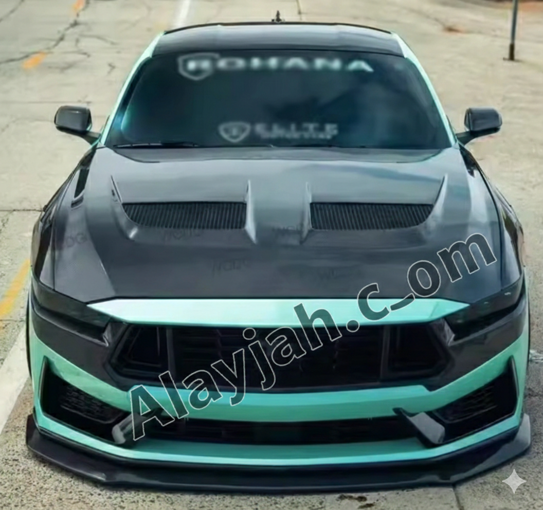 Ford Mustang 2024+ GT Dark Horse S650 GTD Style Carbon Fiber Front Hood Bonnet Engine Cover – Car Body Kit غطاء محرك أمامي من ألياف الكربون بتصميم GTD لسيارة فورد موستانج 2024+ GT دارك هورس S650 – مجموعة هيكل السيارة