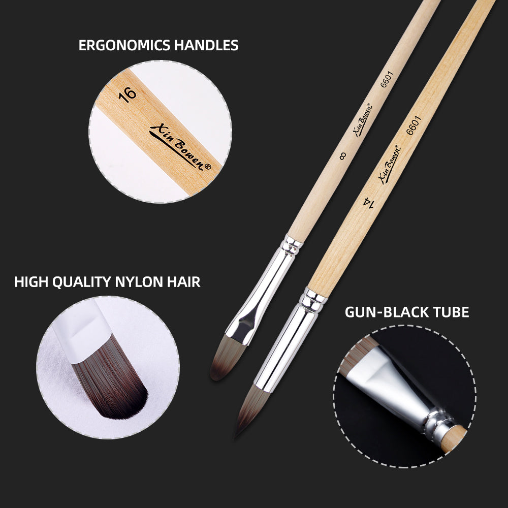 25-Piece Art Paint Brush , Nylon Hair, Smooth Natural Wood Handles, Ideal for Watercolor & Painting، 25 20100320 فرشاة رسم فنية , شعيرات نايلون، مقابض خشبية طبيعية ناعمة، مثالية للألوان المائية والرسم