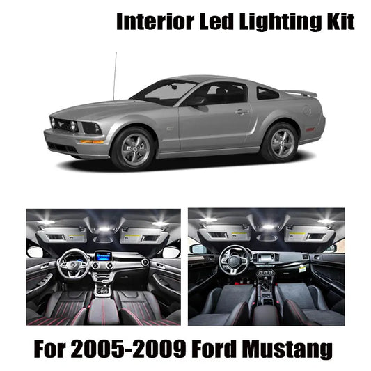 7pcs White Canbus LED Interior Light Reading Map Bulbs Kit Fit For 2005 2006 2007 2008 2009 Ford Mustang Cargo License Lamp اضاءة فورد موستنج