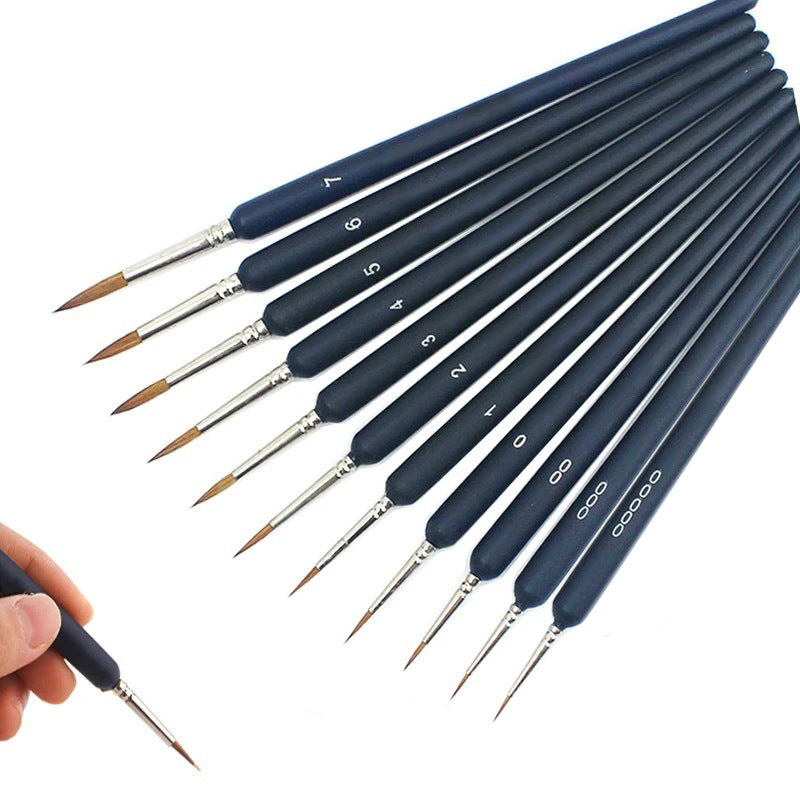 Alayjah, Professional Artist Miniature Detail Paint Brush Set, 11-Piece, Sharp Tips for Precise, Clear, and Fine Artwork Drawing 20100330 ألايجا، فرش رسم احترافية 11 قطعة لتفاصيل صغيرة – رؤوس حادة لرسم دقيق وواضح وفني ممتاز