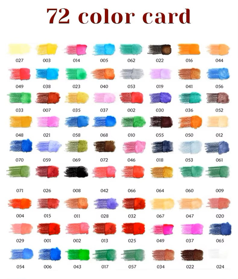 Professional Wooden Art 72 Watercolor Colored Pencils Setالوان خشبية مائية احترافية 72 قلم في محفظة جلدية مع الأدوات